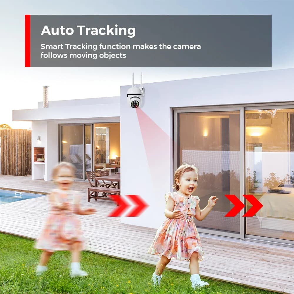 Pack 2 caméras sécurité PTZ wifi 4MP 2K mini vision nuit détection humaine enregistrement 24/7 tracking auto