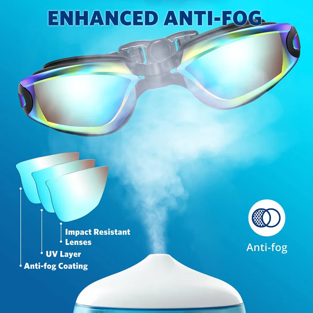 Lunettes natation professionnelles étanches - anti-buée 100% UV sans fuite adultes