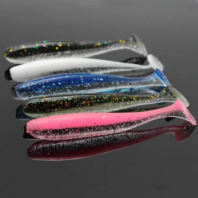 Leurres nageurs souples 70-120mm paddle tail pour pêche mer carnassiers - lot 10 pièces