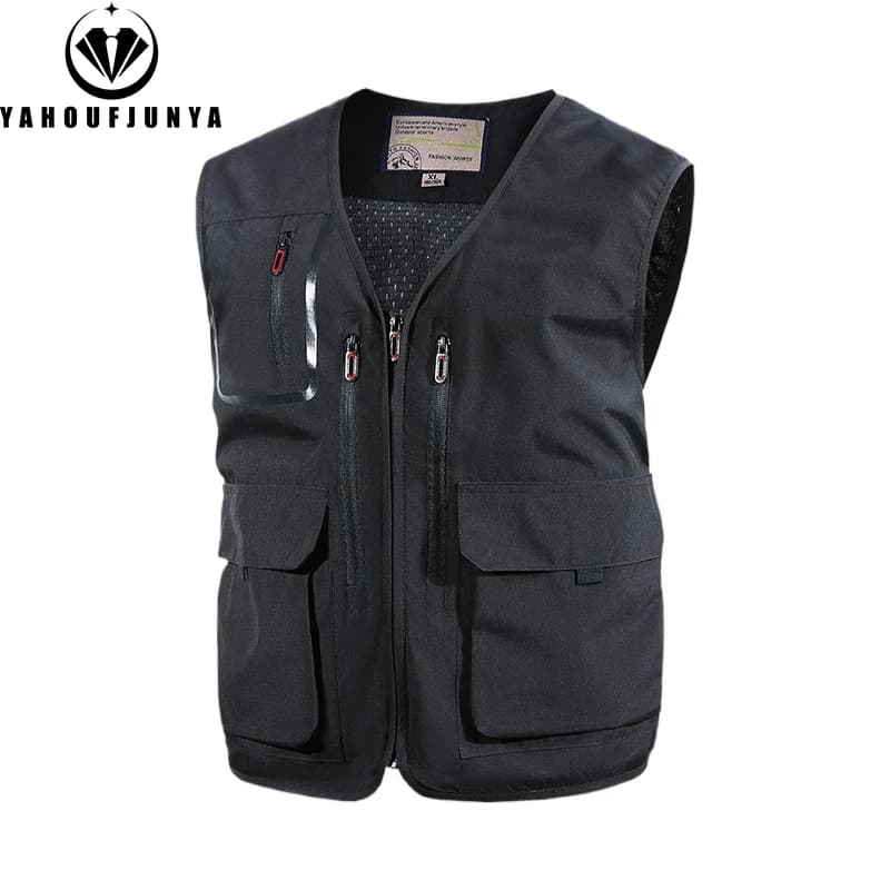 Veste sans manches pêche été 2025 homme - Respirante légère multi-poches pour camping et activités outdoor