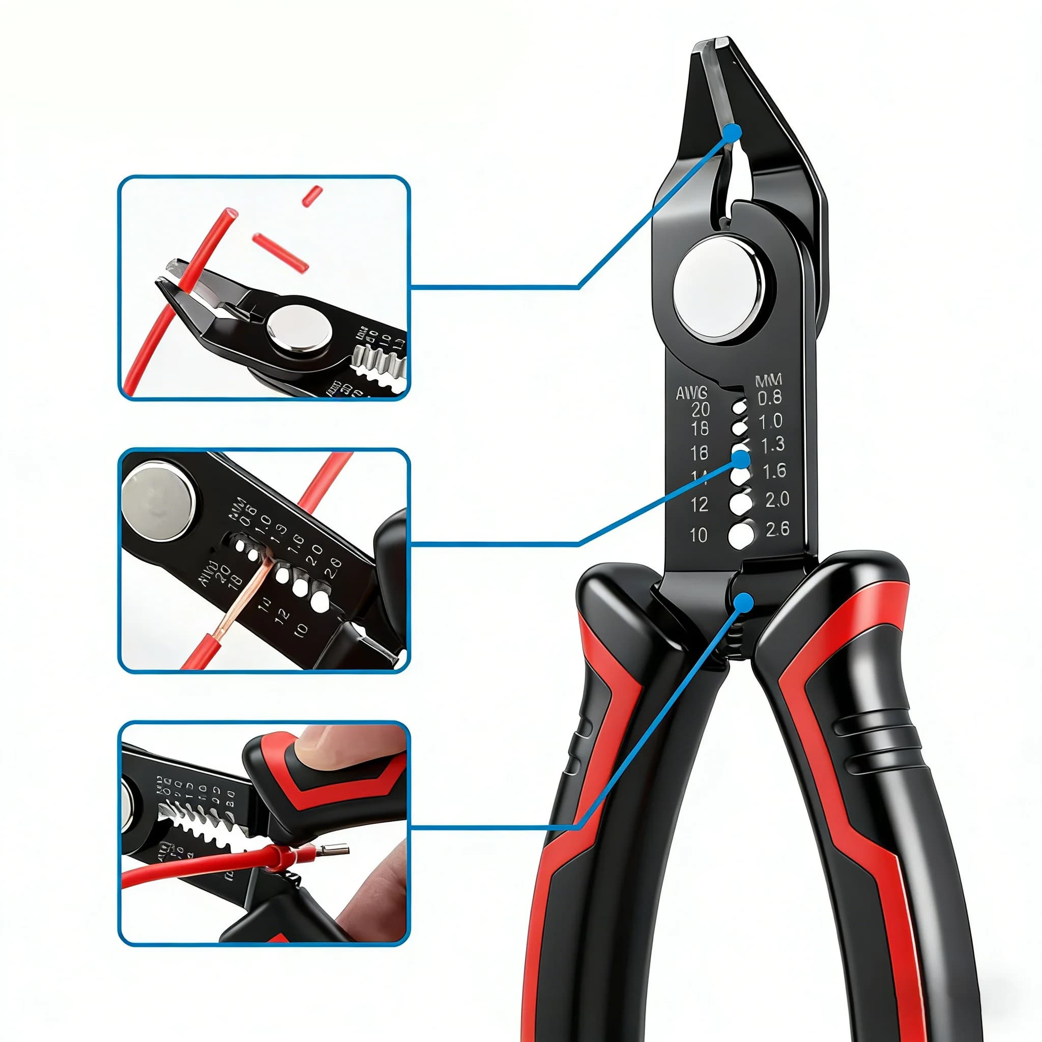 Pince dénudeuse câble multifonction coupe crimpe dénude pour réseau électrique bricolage