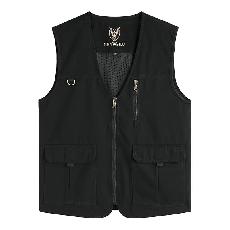 Veste de loisir grande taille 8XL homme - Multi-poches respirante pour pêche et sports outdoor haute qualité