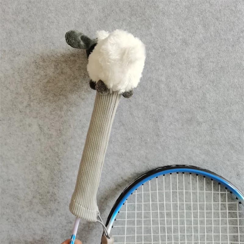 Manchon poignée raquette badminton mouton peluche - Protège-grip artisanat cadeau accessoires