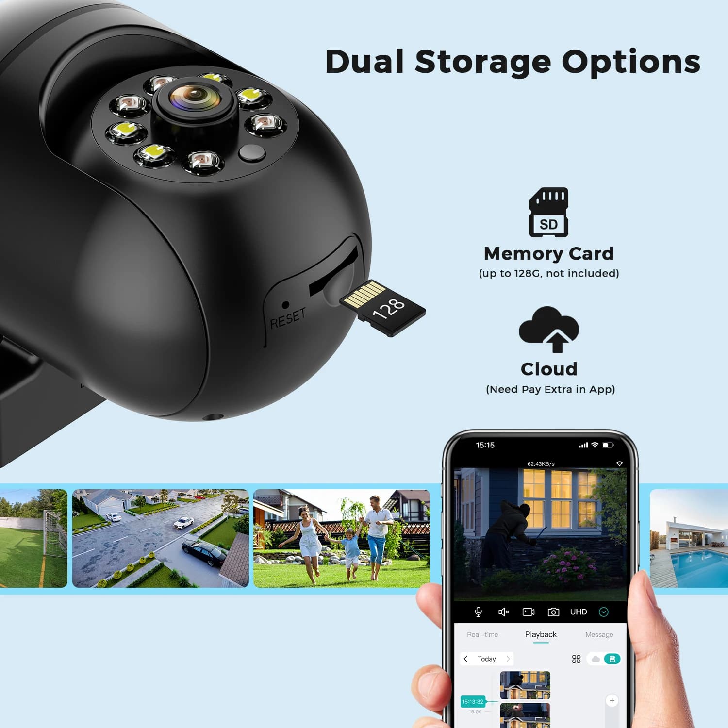 Caméra IP WiFi extérieure 4MP PTZ IA - Détection humaine tracking vision nocturne surveillance