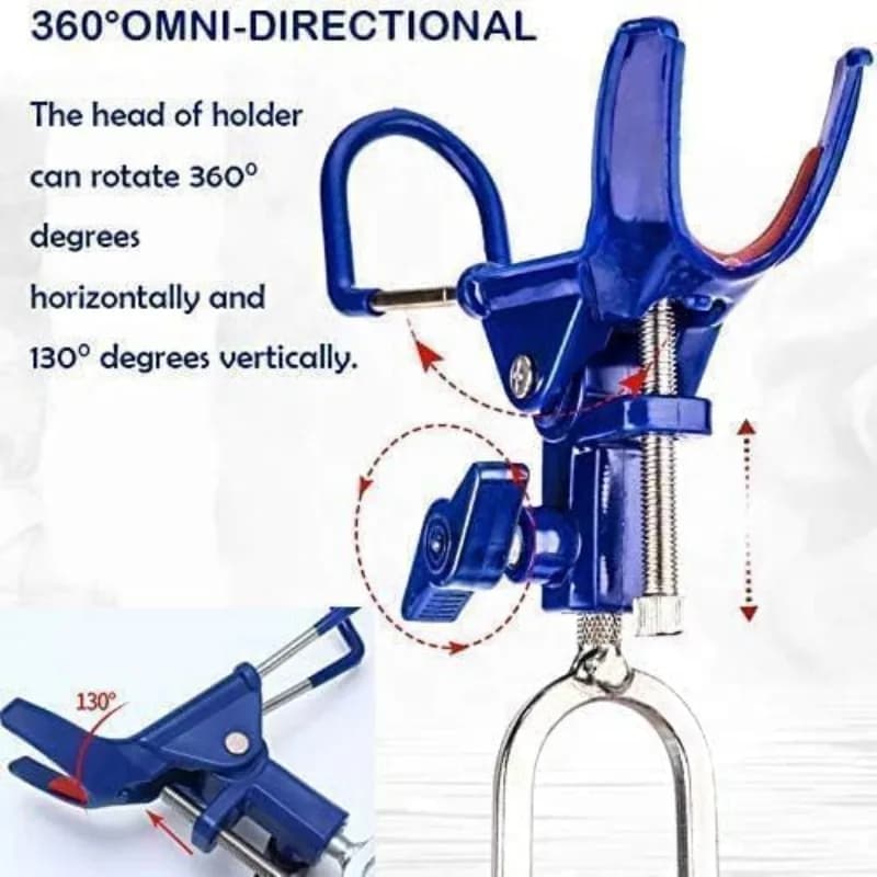 Support de canne à pêche réglable 360° - Support pliable avec pointe pour pêche de la carpe et du silure