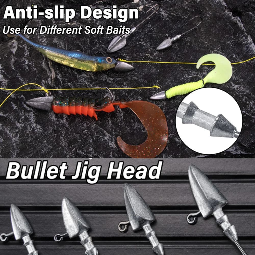 Hameçons lestés métal 5pcs 3.5g-35g pour leurres souples Texas Rig - Pêche précise carnassiers