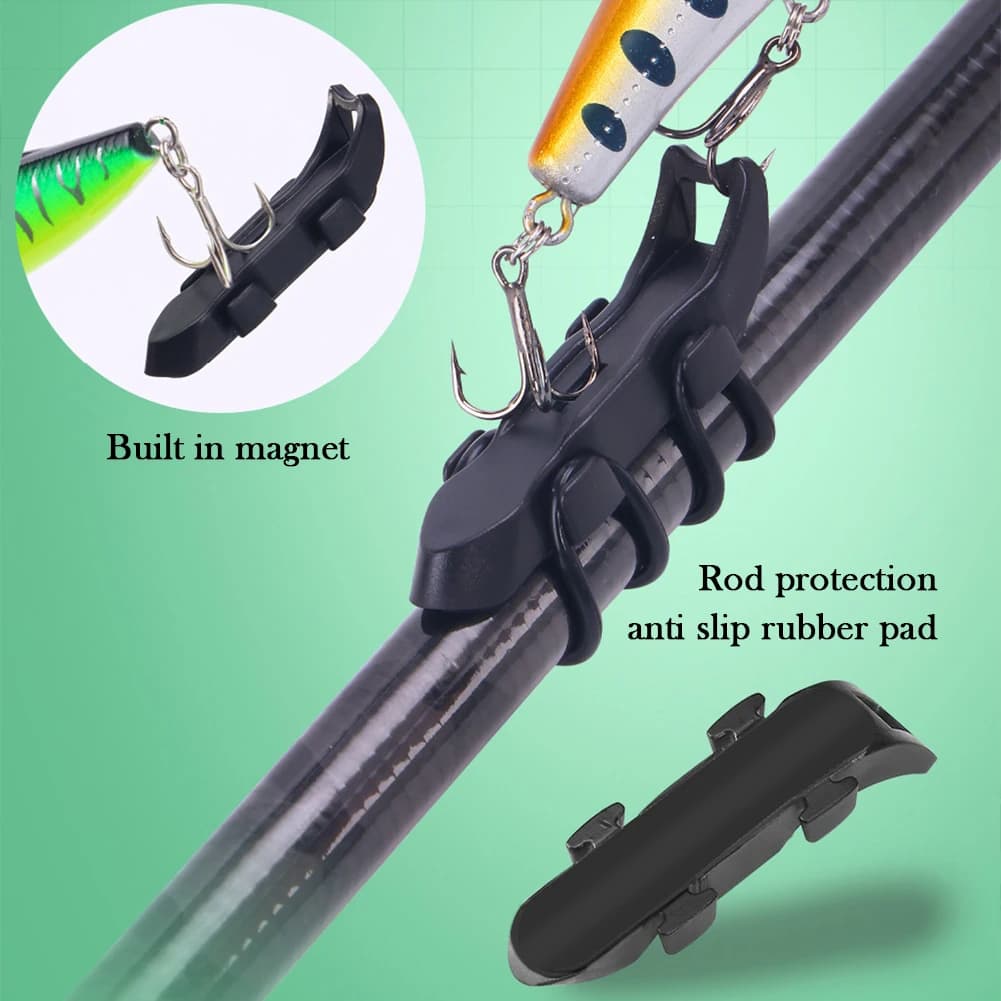 1-10 pièces porte-hameçons magnétique avec anneaux caoutchouc fixation canne appâts leurres accessoires