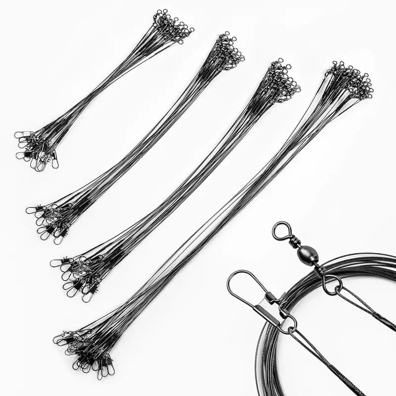 20 pièces bas de ligne acier anti-morsure 15-30cm avec émerillon accessoire pêche olta