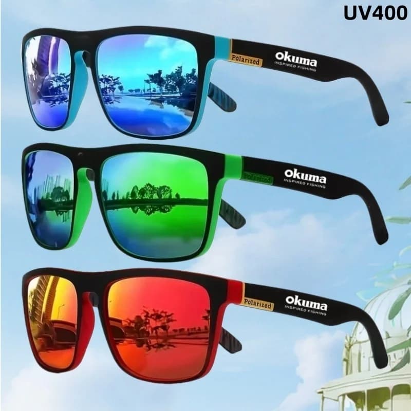 Lunettes polarisées Okuma UV400 - Anti-lumière forte et éblouissement - Pêche, vélo, conduite