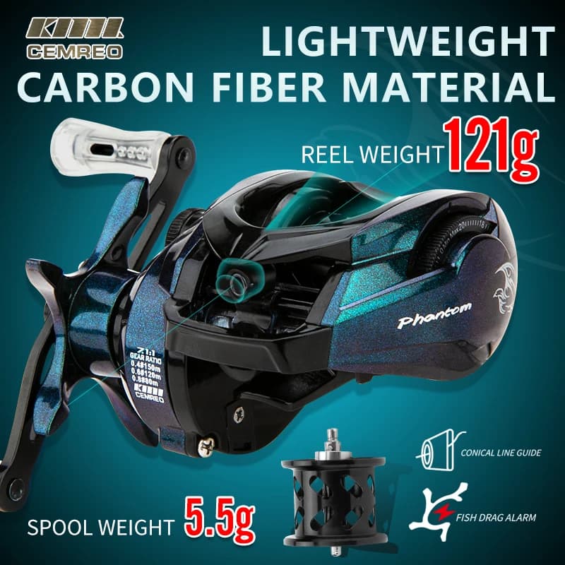 Moulinet casting light game CEMREO PHANTOM frein magnétique 7.1:1 petit corps pêche truite leurres légers