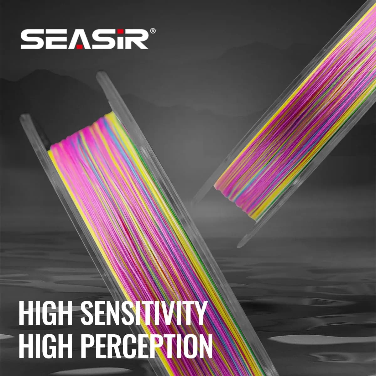 Ligne tressée multicolore Seasir Bull Max X8 300M 15-70LB qualité japonaise pour pêche en mer