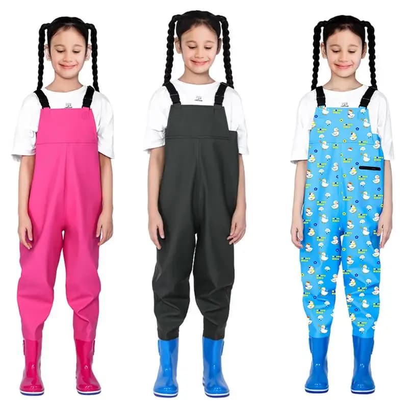 Waders enfants une pièce étanches avec bottes pour pêche jeunesse et activités aquatiques