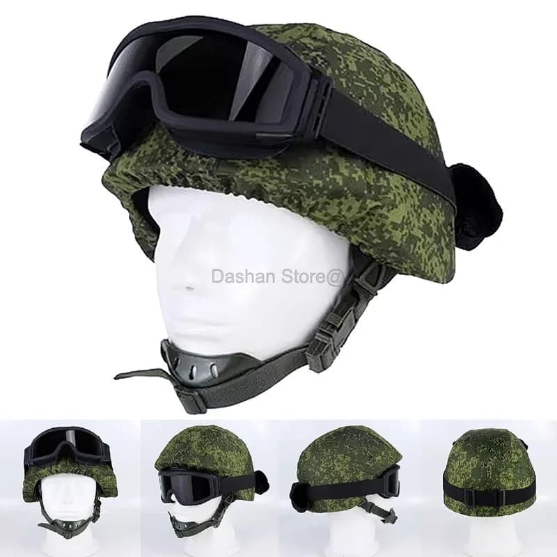 Casque acier tactique russe 6b26 pêche - Protection anti-explosion 99 avec housse et lunettes