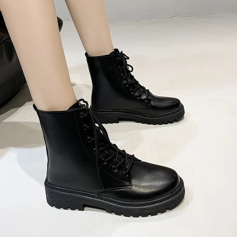 Bottes courtes velours croisées couleur unie - Chaussures femme confort pêche chaud casual