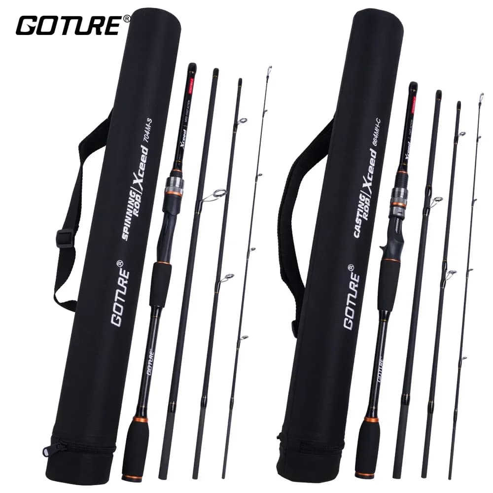 Canne à pêche Goture Xceed 1.98-3.6m Fuji Guide Ring Carbon Spinning Casting M/MH Power Lure rod 4 pièces tube bag