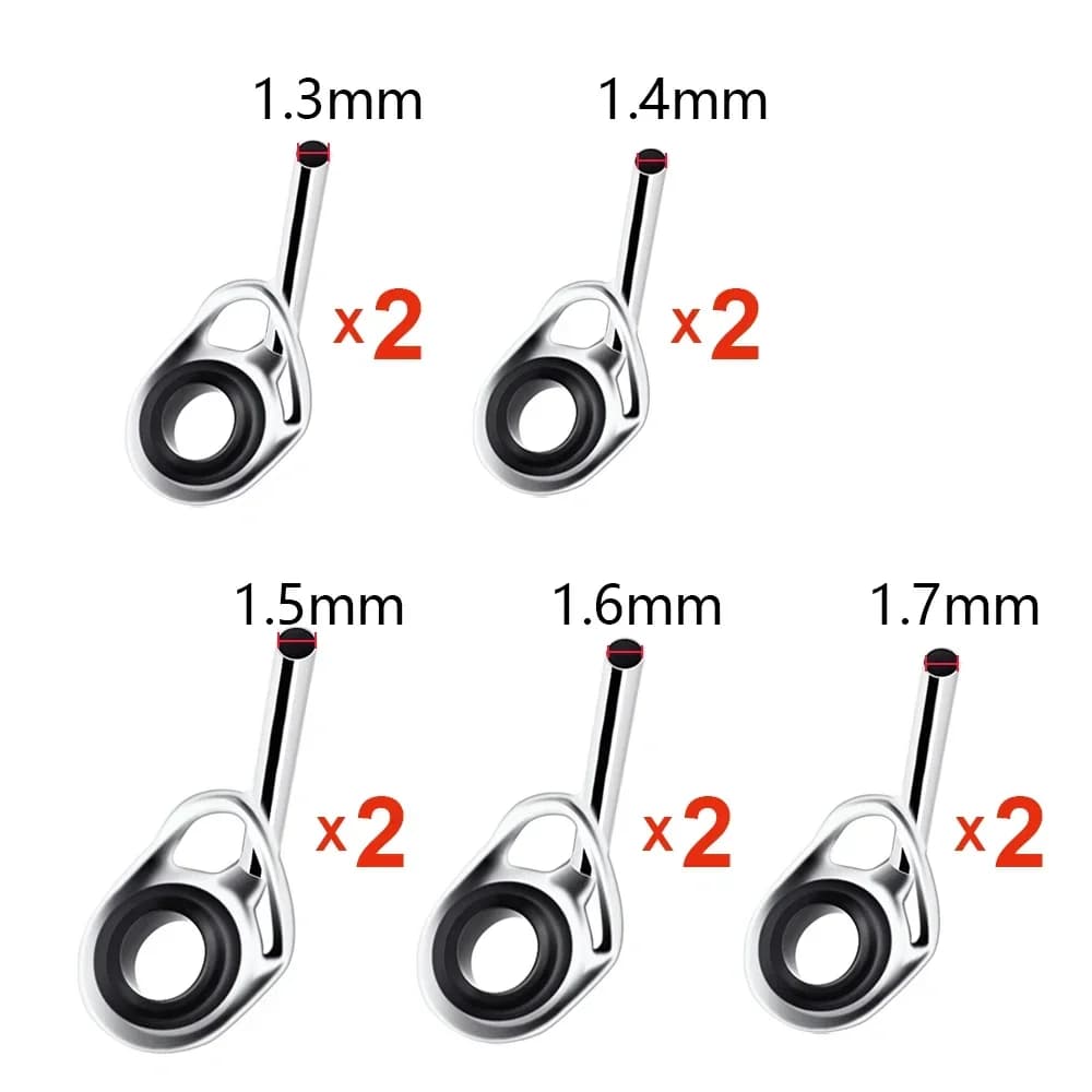10 anneaux guides télescopiques 0.9-2.2mm pour réparation de cannes à pêche et accessoires de pointe