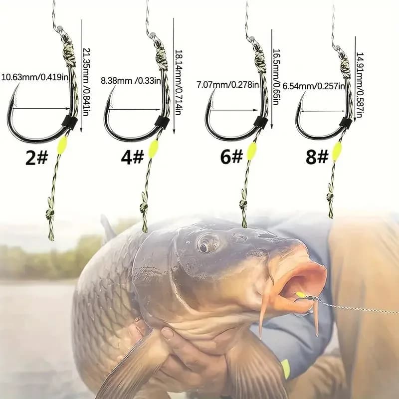 24 montages carp hair rigs premium avec hameçons acier carbone, émerillons et bouillettes - Kit carpe