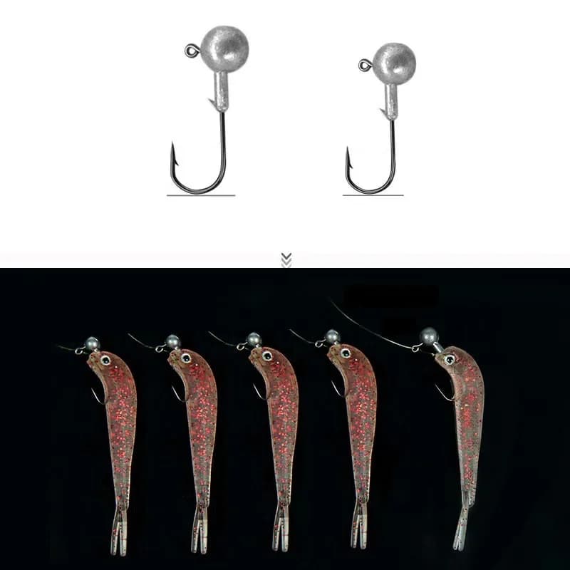 5 leurres souples appâts cluster avec yeux 3D et queue oscillante pour la pêche du bar en mer