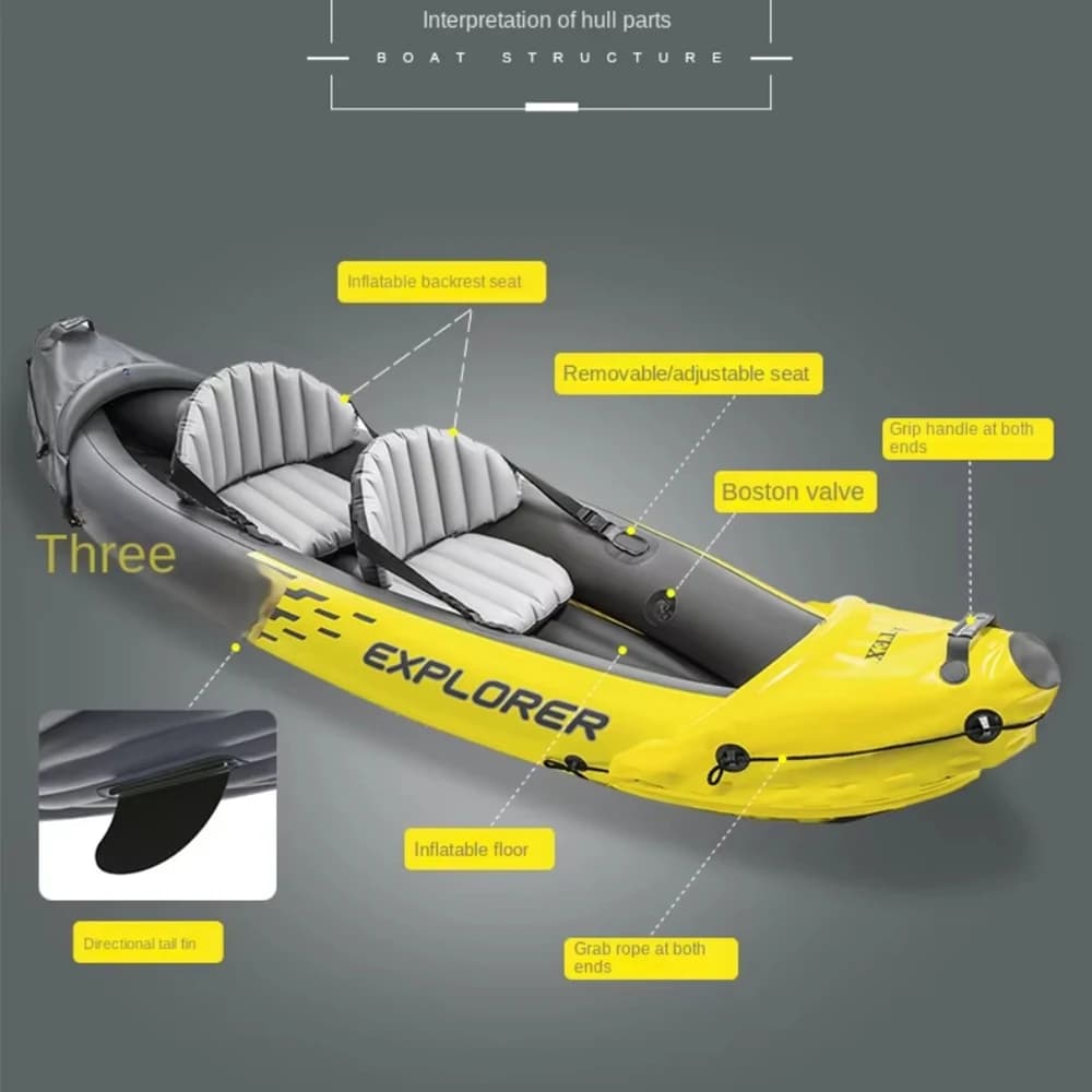 Kayak gonflable double INTEX K2 PVC épais - Bateau pêche rafting avec sièges confortables