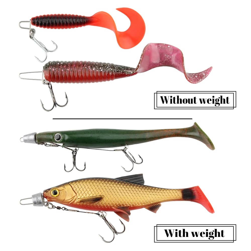 Spinpoler vis à tête pour poissons en caoutchouc - accessoires pêche en acier inoxydable à verrouillage par ressort