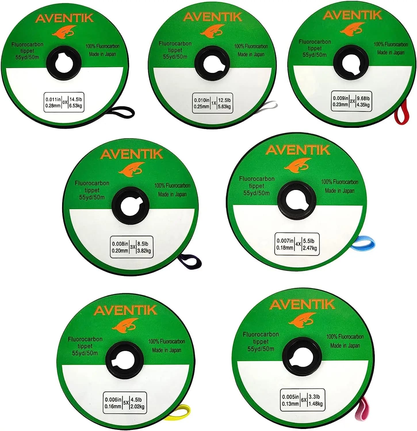 Bas de ligne fluorocarbone Aventik 50m/55yd 100% tippet 0X-6X 3.3-14.5LB pour pêche à la mouche