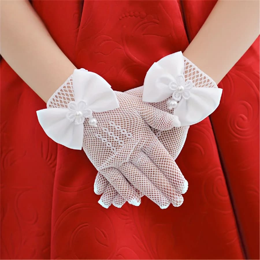 Filets gants pêche enfants élégants perles lacets élastiques fêtes mode été