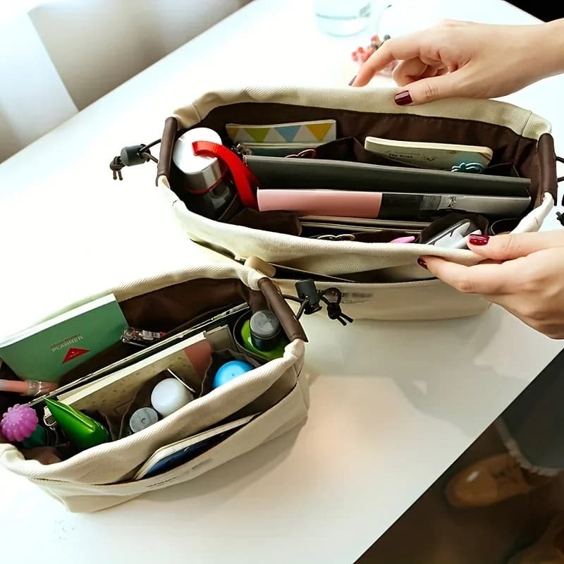 Sac de rangement toile pêche avec cordon - Organisateur léger multi-poches pour accessoires pêche