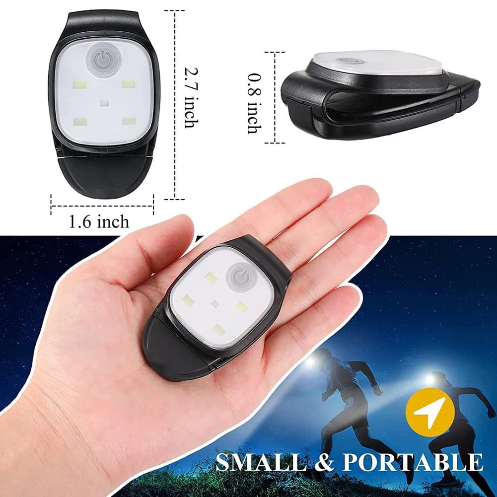 Lampe clip LED 4 modes rechargeable USB pour jogging marche nocturne pêche randonnée sécurité