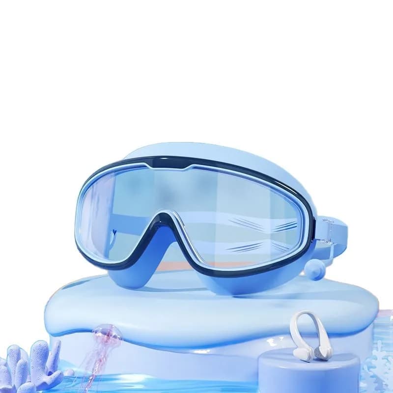 Lunettes de natation enfants grande monture étanches anti-buée HD avec embouts silicone