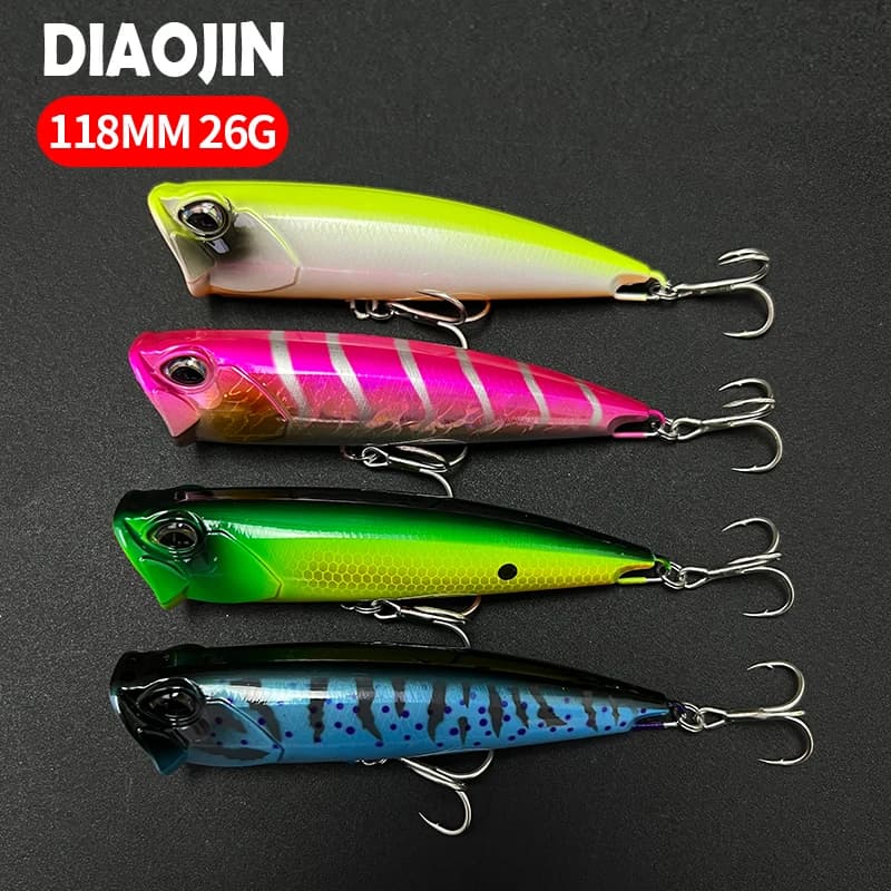 Leurre Topwater Big Popper 118mm 26g - Appât dur flottant pour pêche en mer et trolling