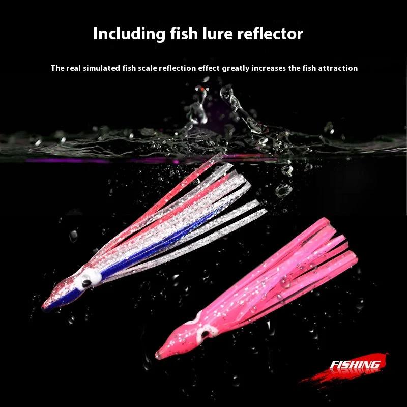 Leurre souple pêche lumineux calmar fluo 20 couleurs 5-12cm appât silicone nuit carnassiers