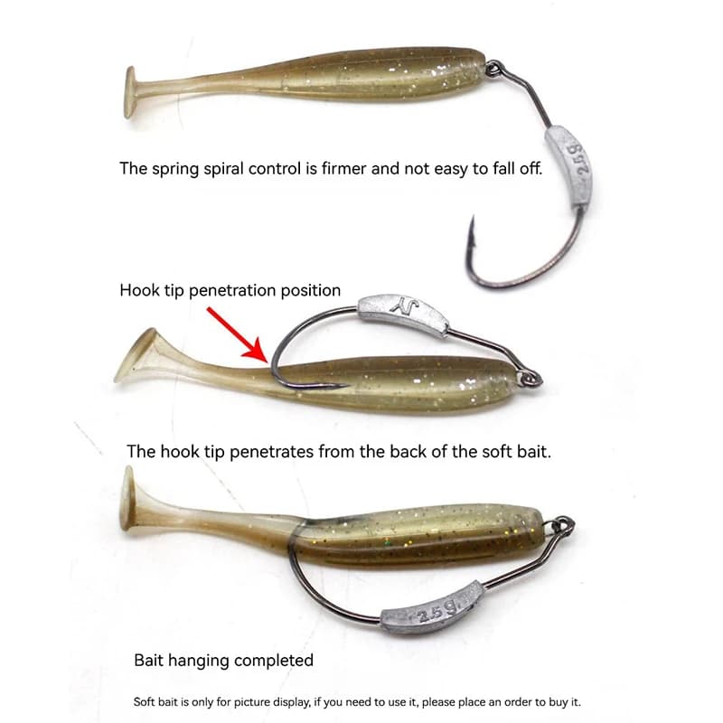 5 hameçons offset PRO BEROS plombés - Pour Texas rig et leurres souples carnassiers