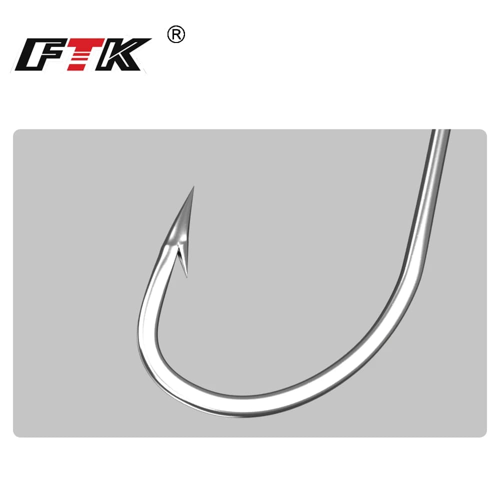 Hameçons de pêche FTK en acier inoxydable carbone pour carpe et perche, pack de 50 et