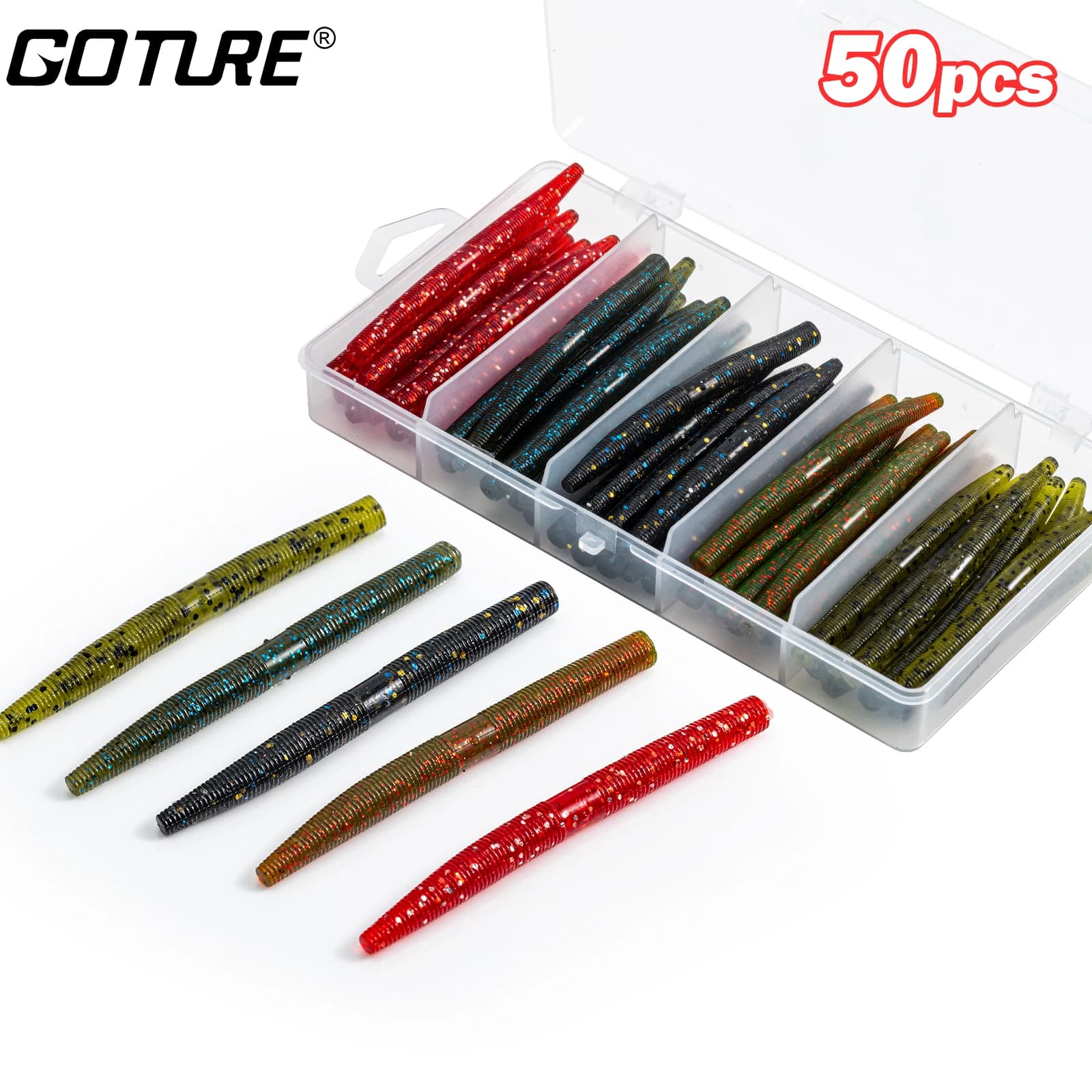 Leurre souple vers de terre Goture 50 pièces 3-4 pouces pour pêche truite en eau douce appâts artificiels