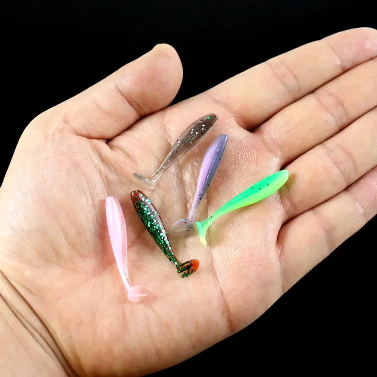 50 mini leurres souples queue en T - Vers silicone pour black bass brochet et pêche fine