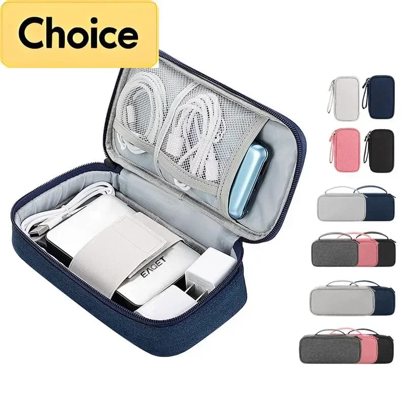 Grand organisateur de câbles de voyage - Pochette étanche portable pour câbles et électronique