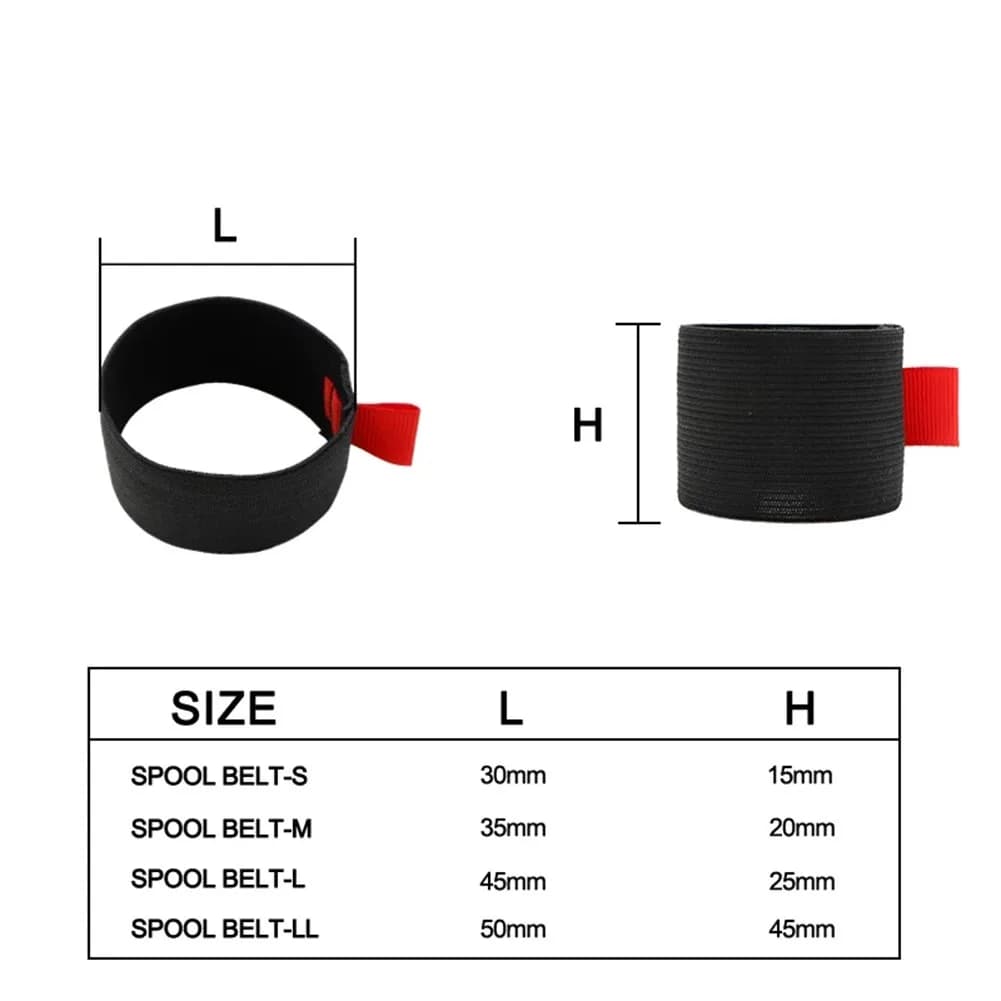 Lot 4 Ceintures Élastiques pour Bobine de Moulinet Pêche Noir Rouge Protections Accessoires S M L LL