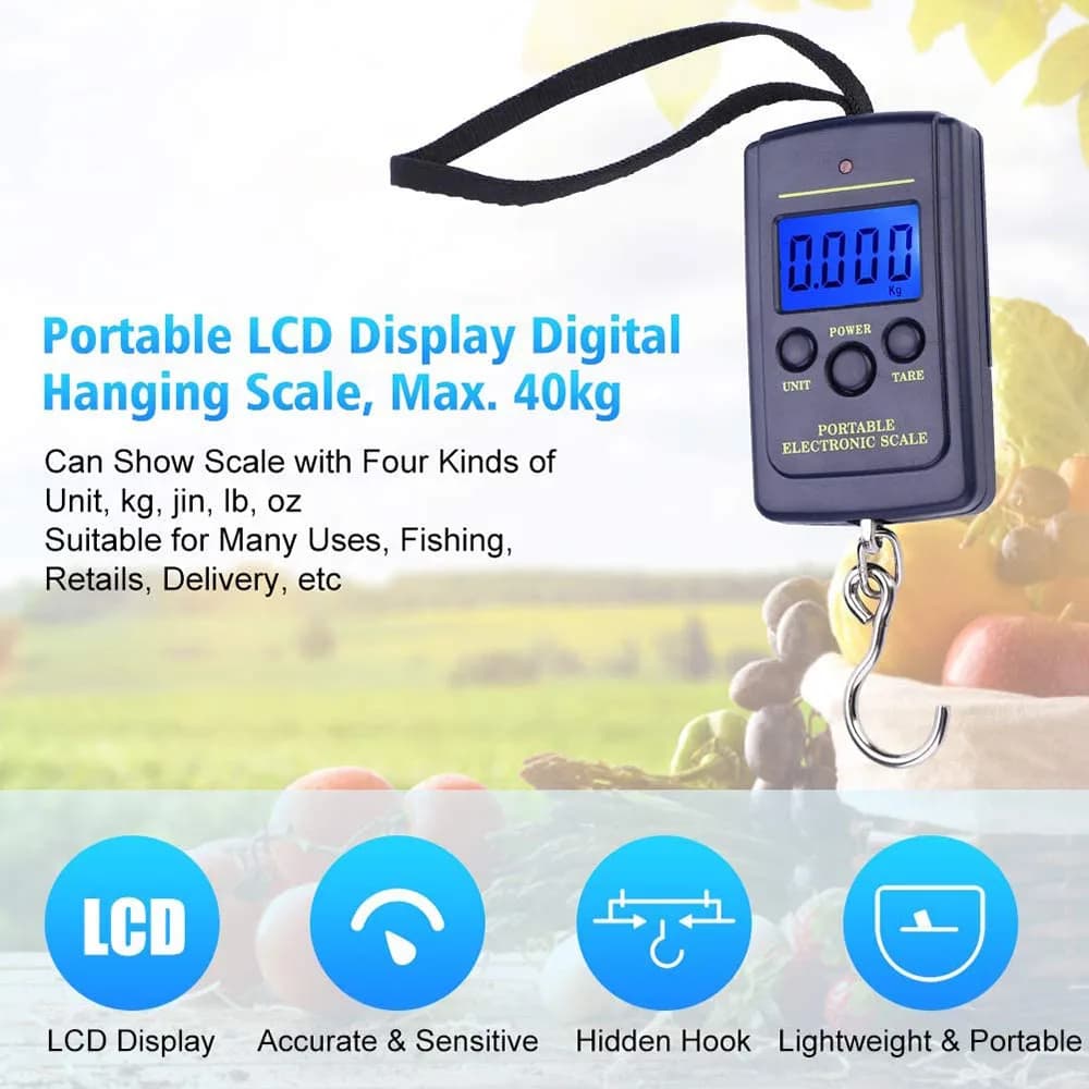 Balance Pêche Électronique Portable 40kg/10g Mini Poche Numérique Poids Hameçon Multifonction