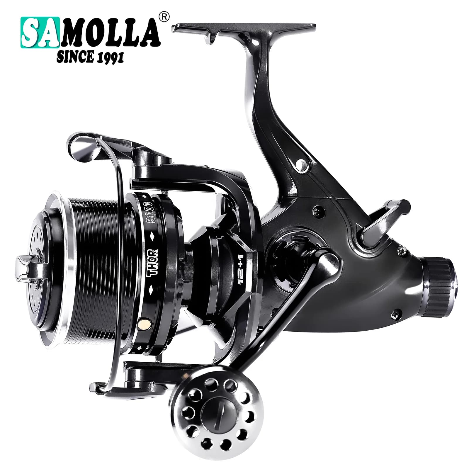 Moulinet carpe double frein 27KG 12+1BB - Pour pêche en mer et eau douce avec accessoires complets