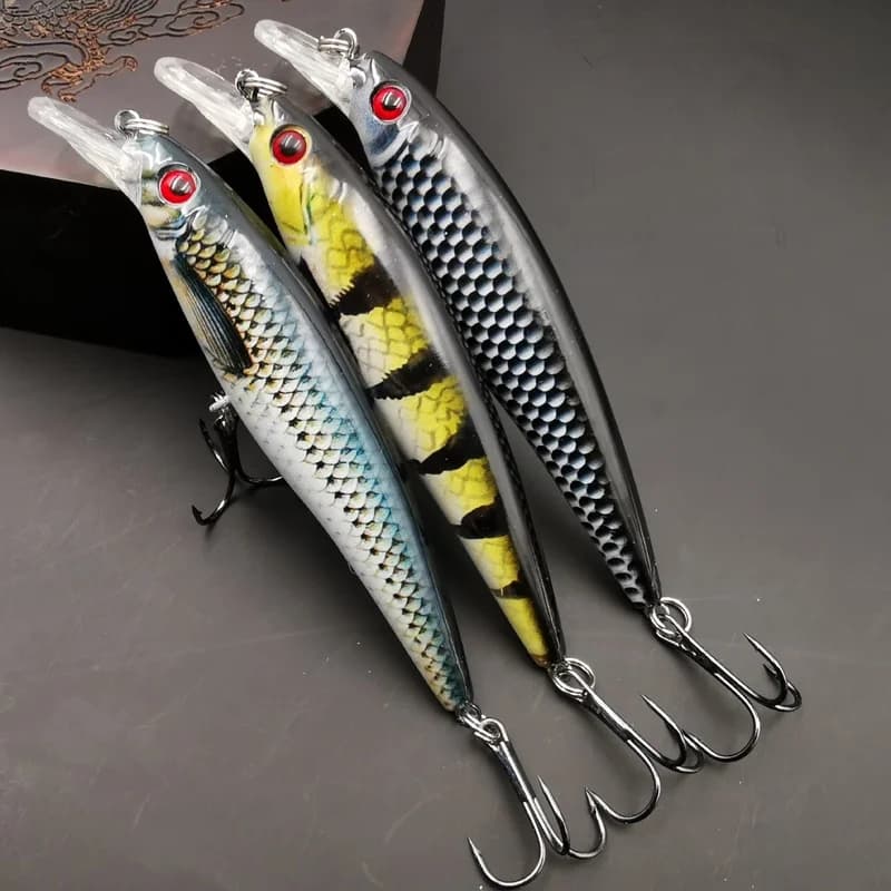 Leurre de pêche 13g minnow coulant coloré - 1 ou 3 pièces - appât artificiel accrocheur pour carnassiers