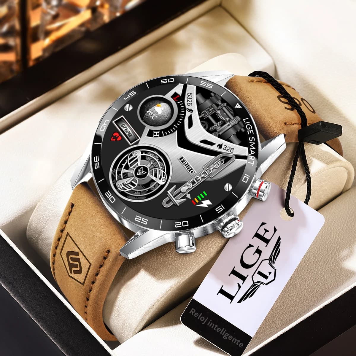 Montre connectée militaire GPS 2024 AMOLED étanche pour pêcheur - Tracker cœur et appels Bluetooth