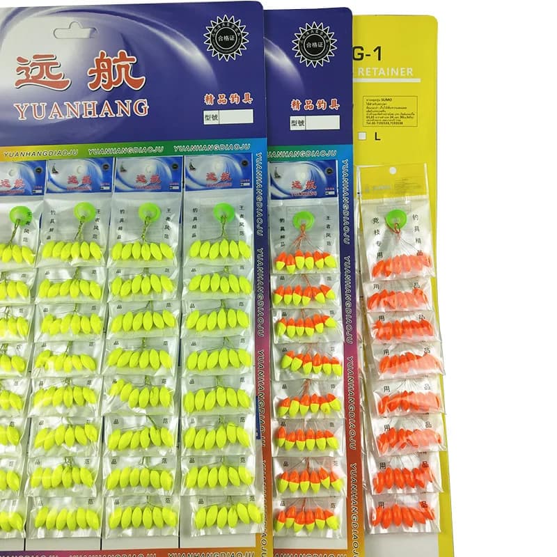 Perles flottantes ovales pour montage ligne carpe - 120 pièces beans rig pêche flottante rouge jaune mixte