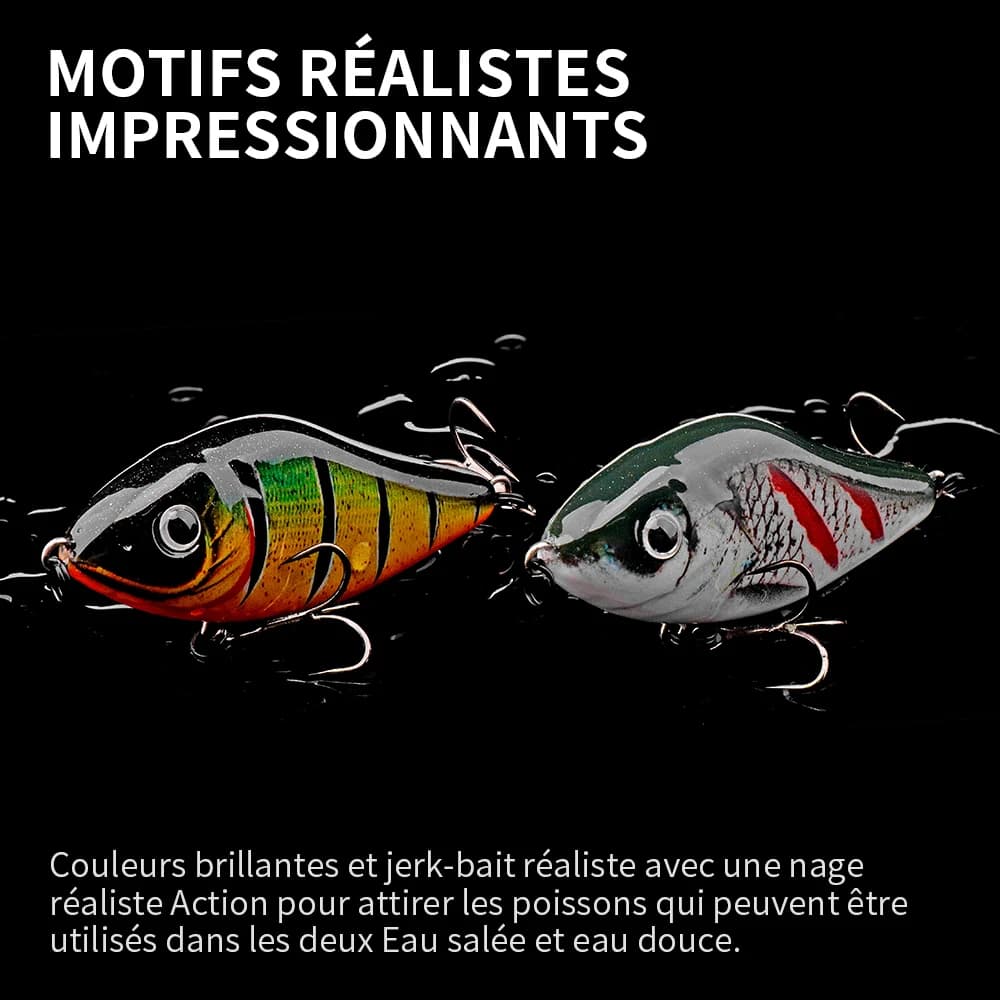 Leurre crankbait slider jerkbait coulant 6-10cm pour brochet, avec bruit et vibration pour la pêche hivernale