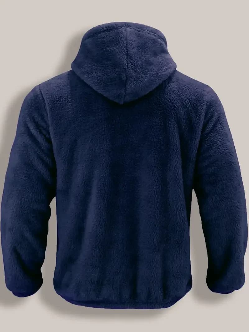 Veste polaire corail homme avec capuche zippée chaude pour pêche automne-hiver