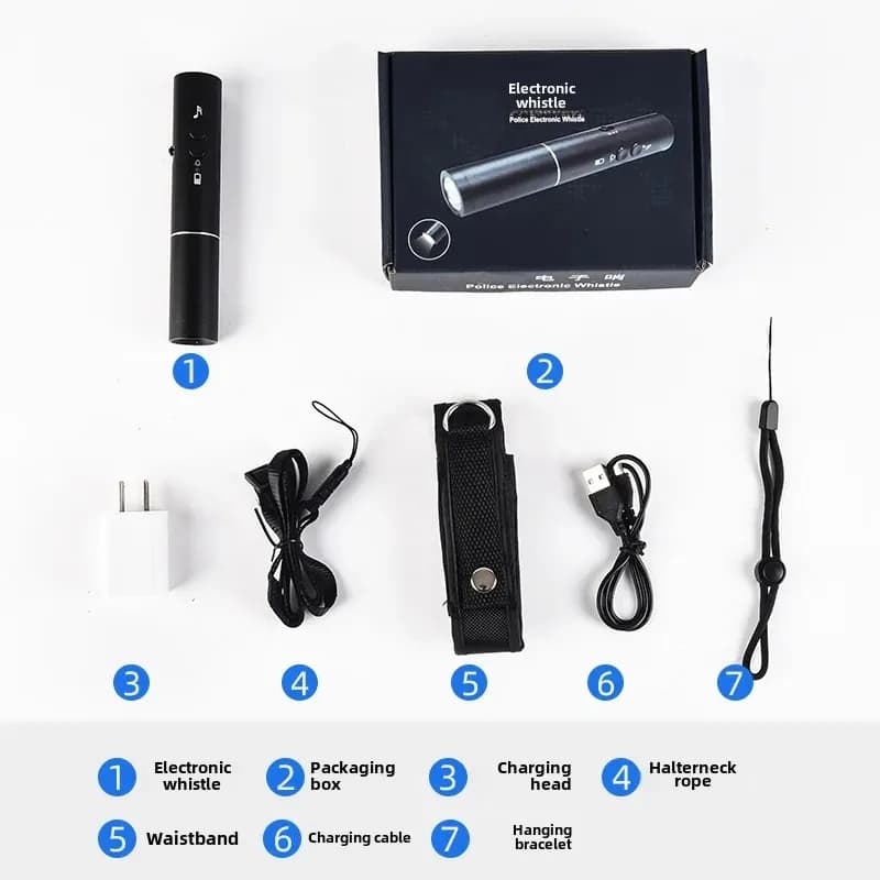 Sifflet électronique rechargeable multifonction - entraînement chien pêche jugement sport éclairage intégré