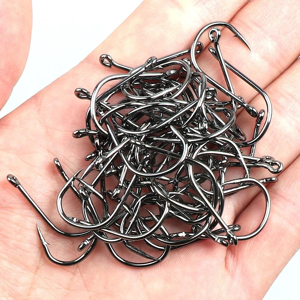 100 hameçons Iseama pour carpe - Hameçons circle offset barbés pour pêche à la mouche
