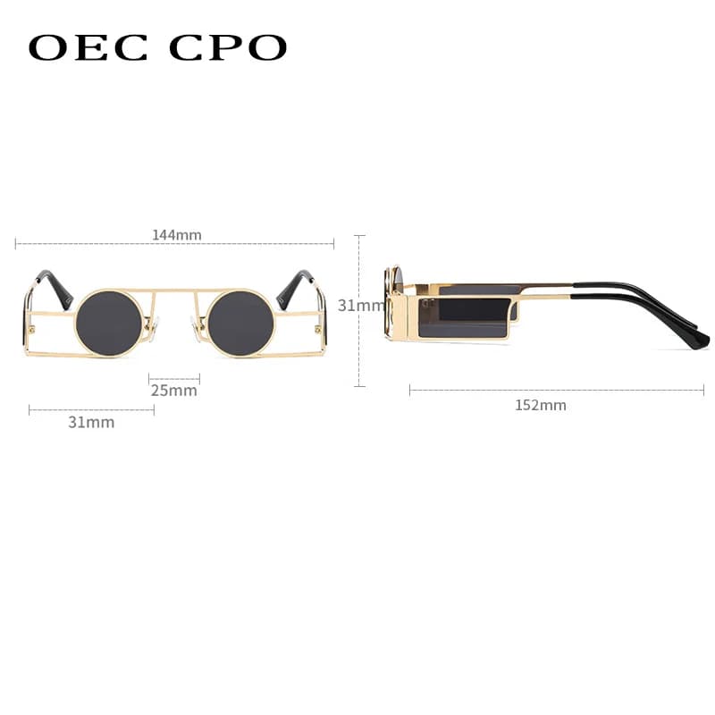 Lunettes de soleil rétro punk rondes métal steampunk UV400 pêche outdoor OEC CPO