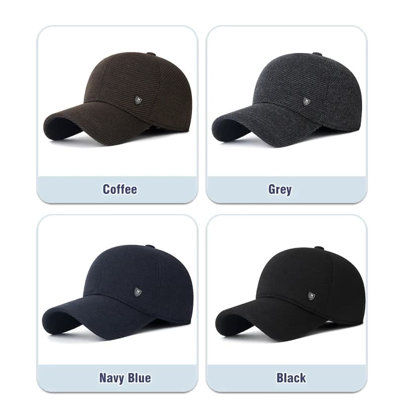 Casquette hiver pêche avec rabats oreilles - Homme ajustable marche course extérieur