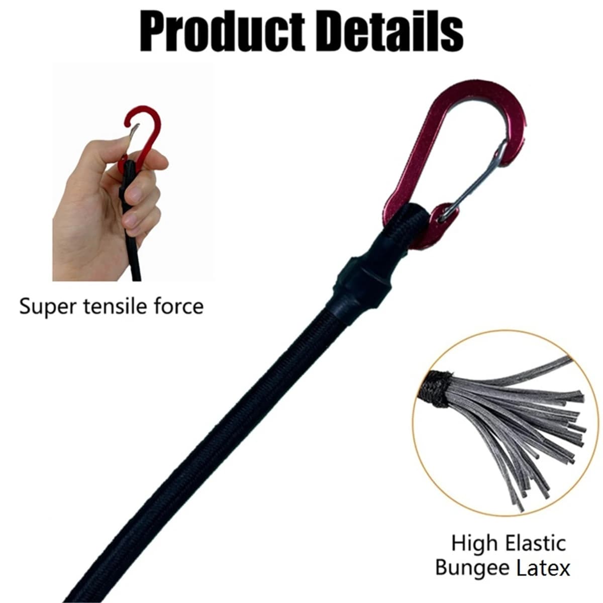 Sangles élastiques bungee robustes avec mousquetons pour kayak pêche - Accessoires camping