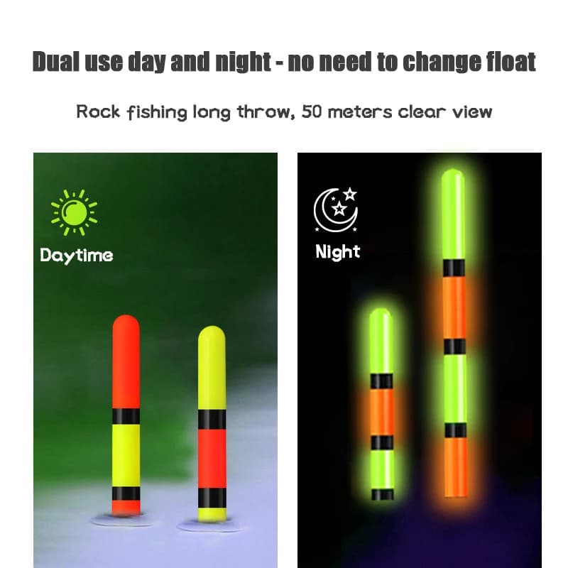 WAKASUI 2 flotteurs luminescents LED pour pêche de nuit, haute sensibilité 6.8mm et longue portée